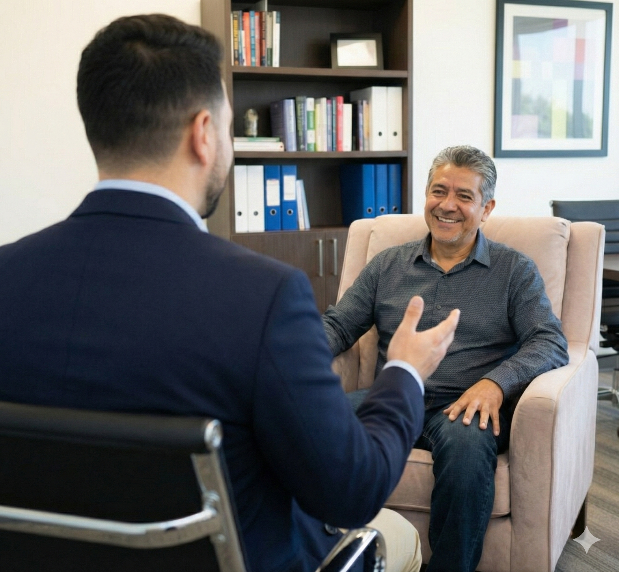 Practitioner consulting with a smiling patient